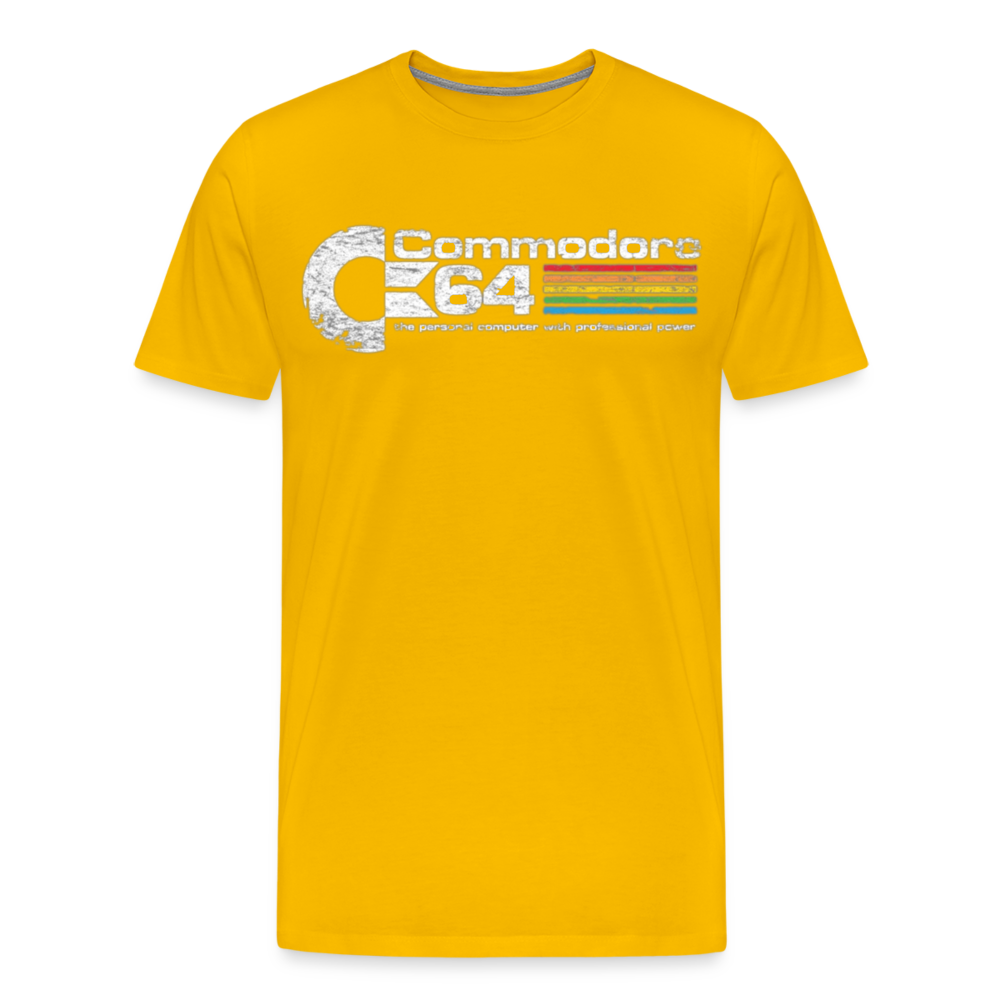 Fashion Herren Gaming Top Commodore T-Shirt Retro Streetwear 100 % Baumwolle - Sonnengelb