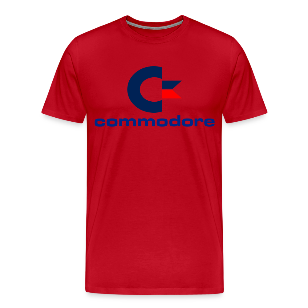 Fashion Herren Gaming Top Commodore T-Shirt Retro Streetwear 100 % Baumwolle - Rot