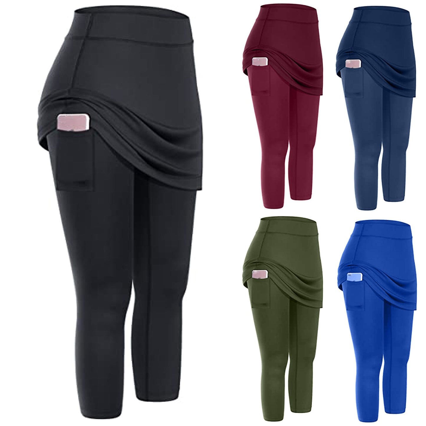 Yoga Leggings Mini Kleid Damen Hose Fitness Hosenrock Leggins Rock Tennisrock