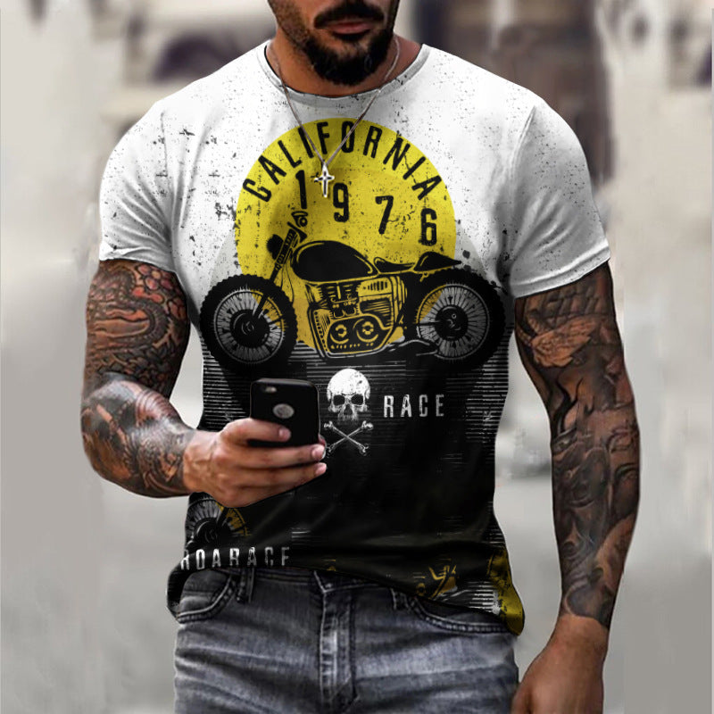 Herren Fashion Vintage 3D T-Shirt Rundhals Unisex Sommer Streetwear