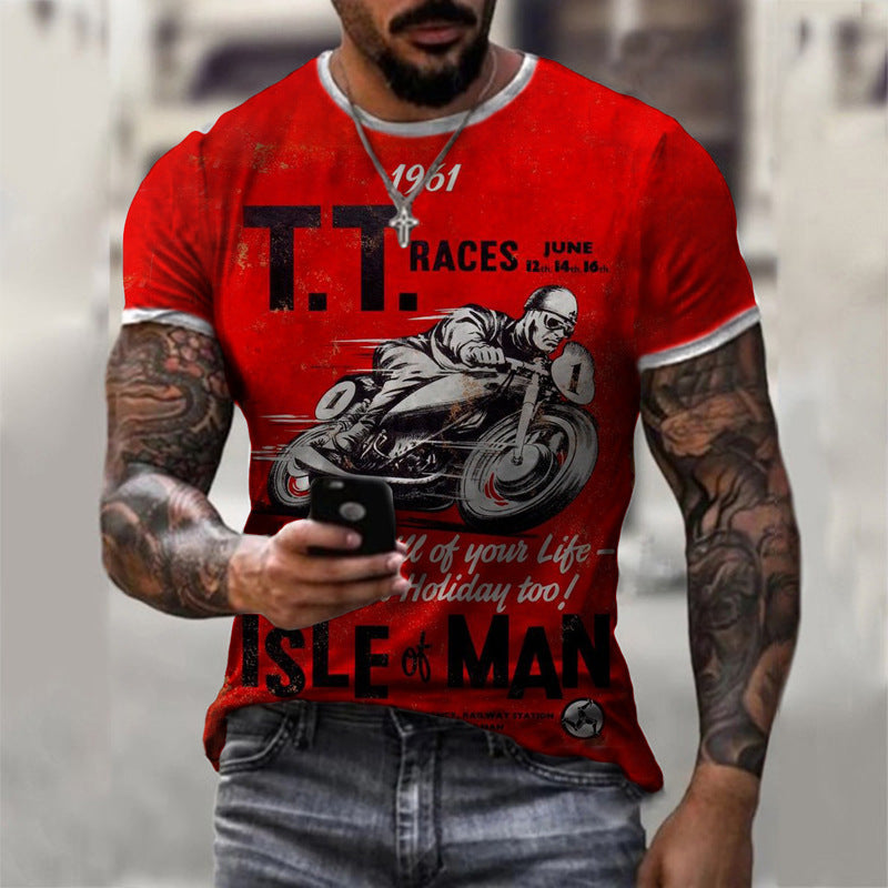 Herren Fashion Vintage 3D T-Shirt Rundhals Unisex Sommer Streetwear
