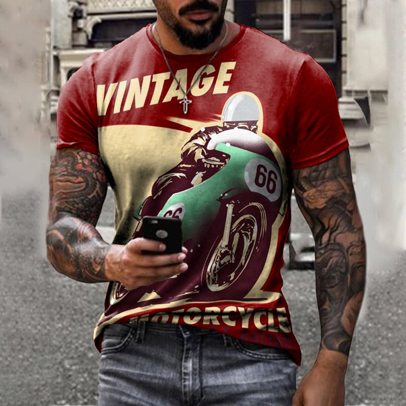 Herren Fashion Vintage 3D T-Shirt Rundhals Unisex Sommer Streetwear