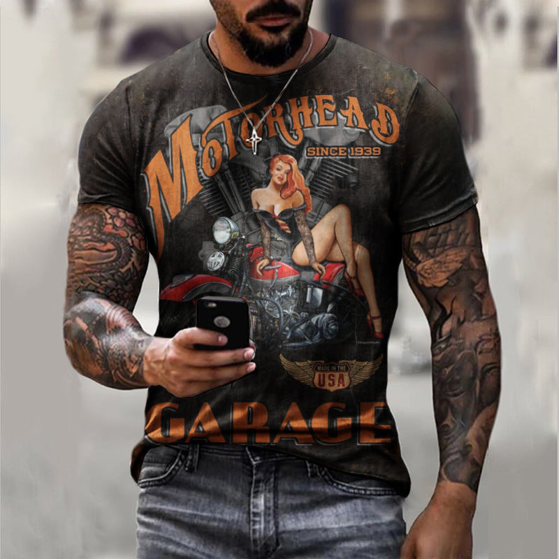 Herren Fashion Vintage 3D T-Shirt Rundhals Unisex Sommer Streetwear