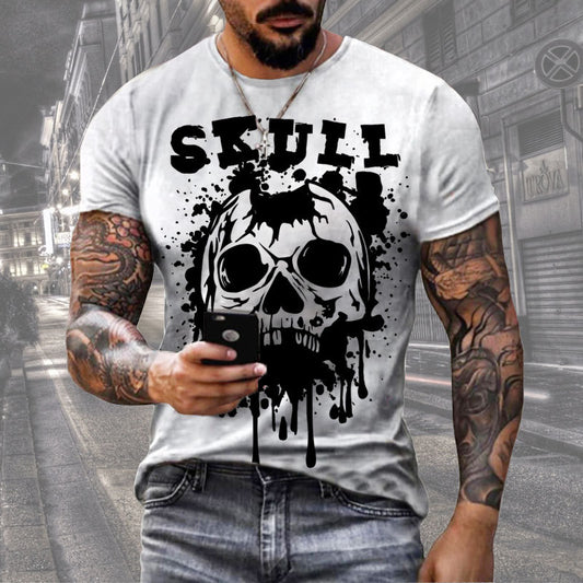 Fashion Herren Horror Skull 3D T-Shirt Rundhals Unisex Sommer Streetwear