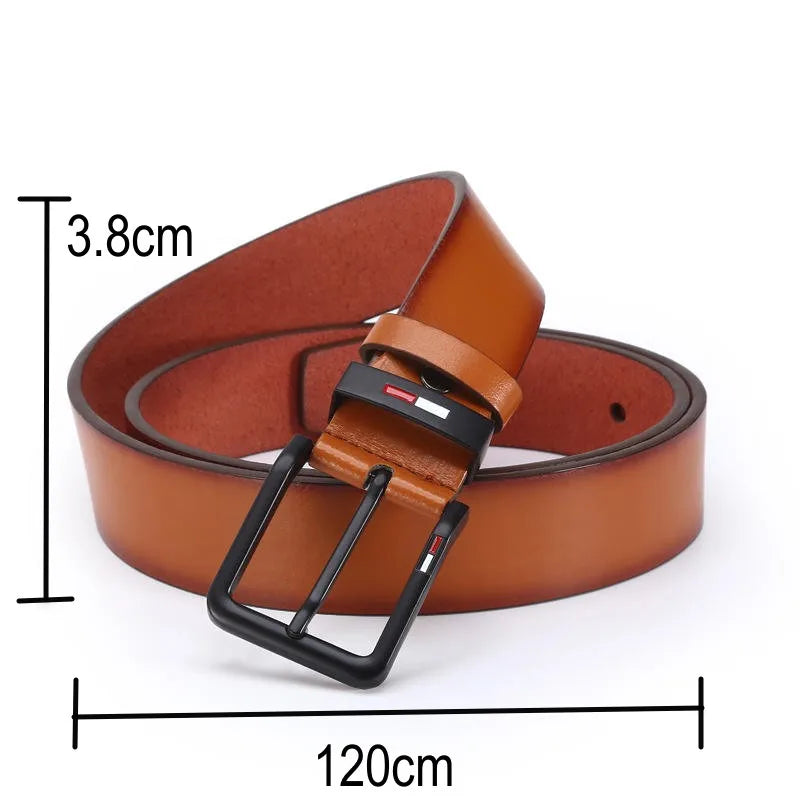 Fashion Jeansgürtel Herren Eckig Schnalle Echt Leder Gürtel Ledergürtel Schwarz