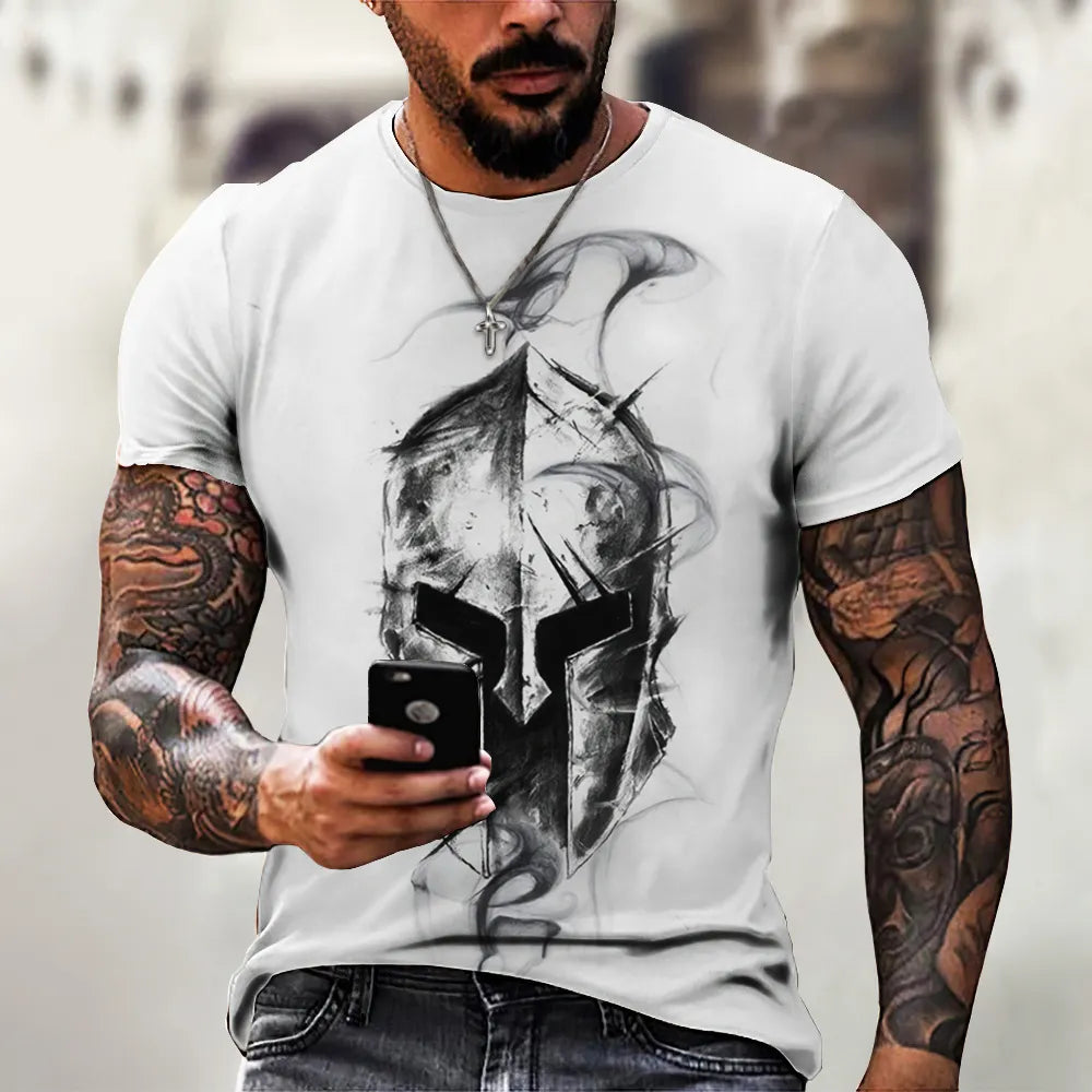 GYM Shirt Sport T-Shirt Herren Fitness Sportswear Streetwear Sparta Helm Top