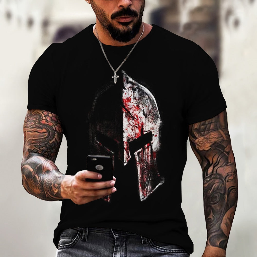 GYM Shirt Sport T-Shirt Herren Fitness Sportswear Streetwear Sparta Helm Top