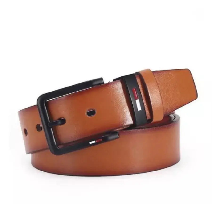 Fashion Jeansgürtel Herren Eckig Schnalle Echt Leder Gürtel Ledergürtel Schwarz