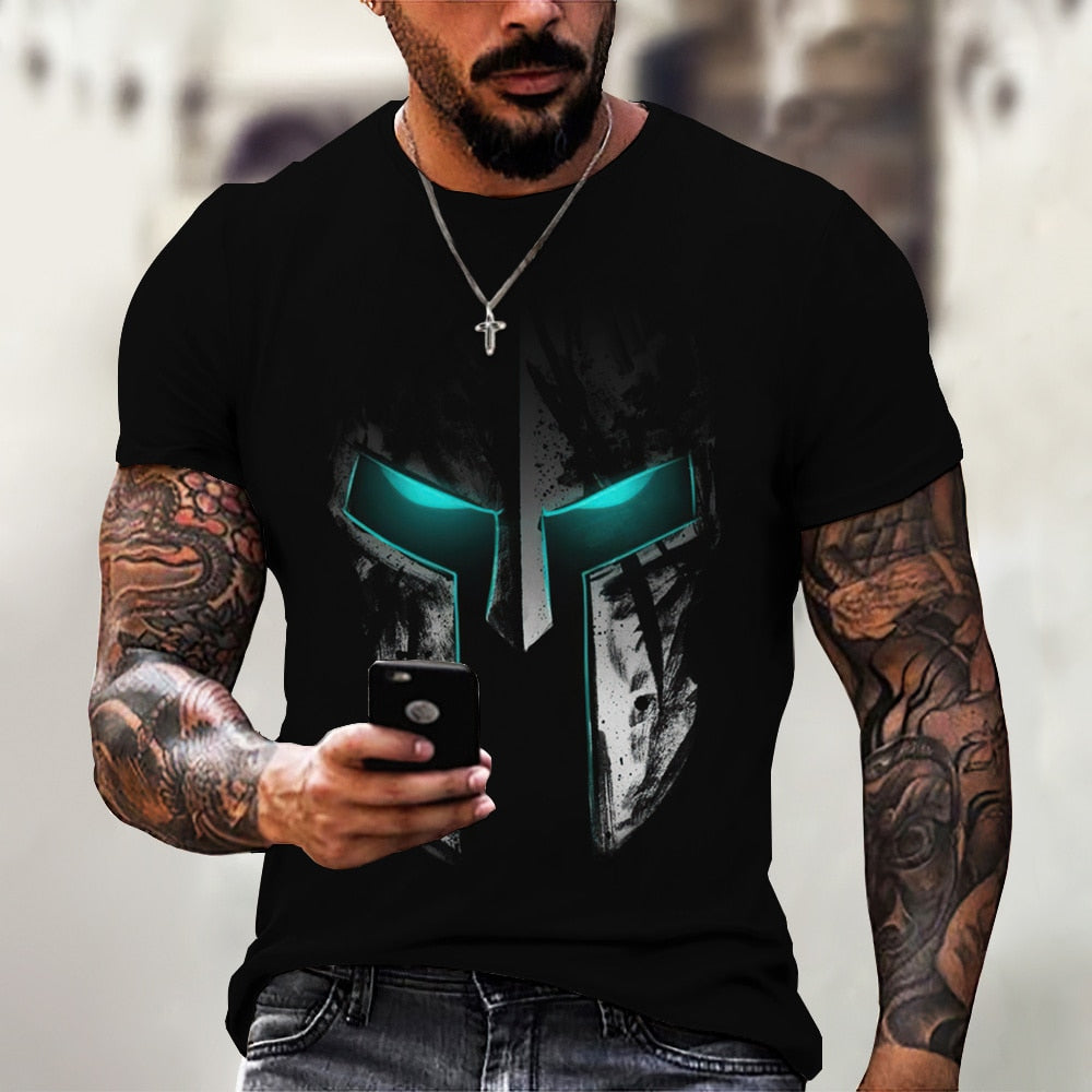 GYM Shirt Sport T-Shirt Herren Fitness Sportswear Streetwear Sparta Helm Top