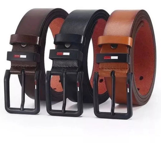 Fashion Jeansgürtel Herren Eckig Schnalle Echt Leder Gürtel Ledergürtel Schwarz