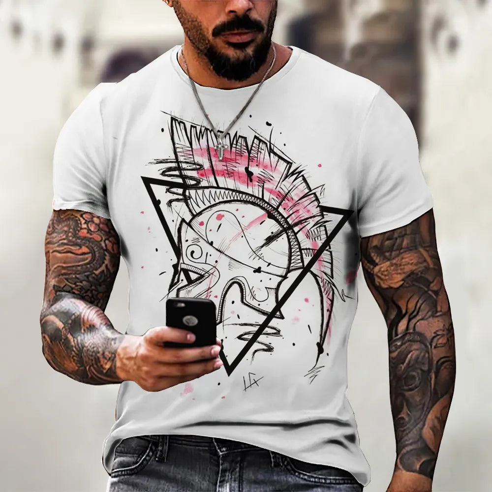 GYM Shirt Sport T-Shirt Herren Fitness Sportswear Streetwear Sparta Helm Top