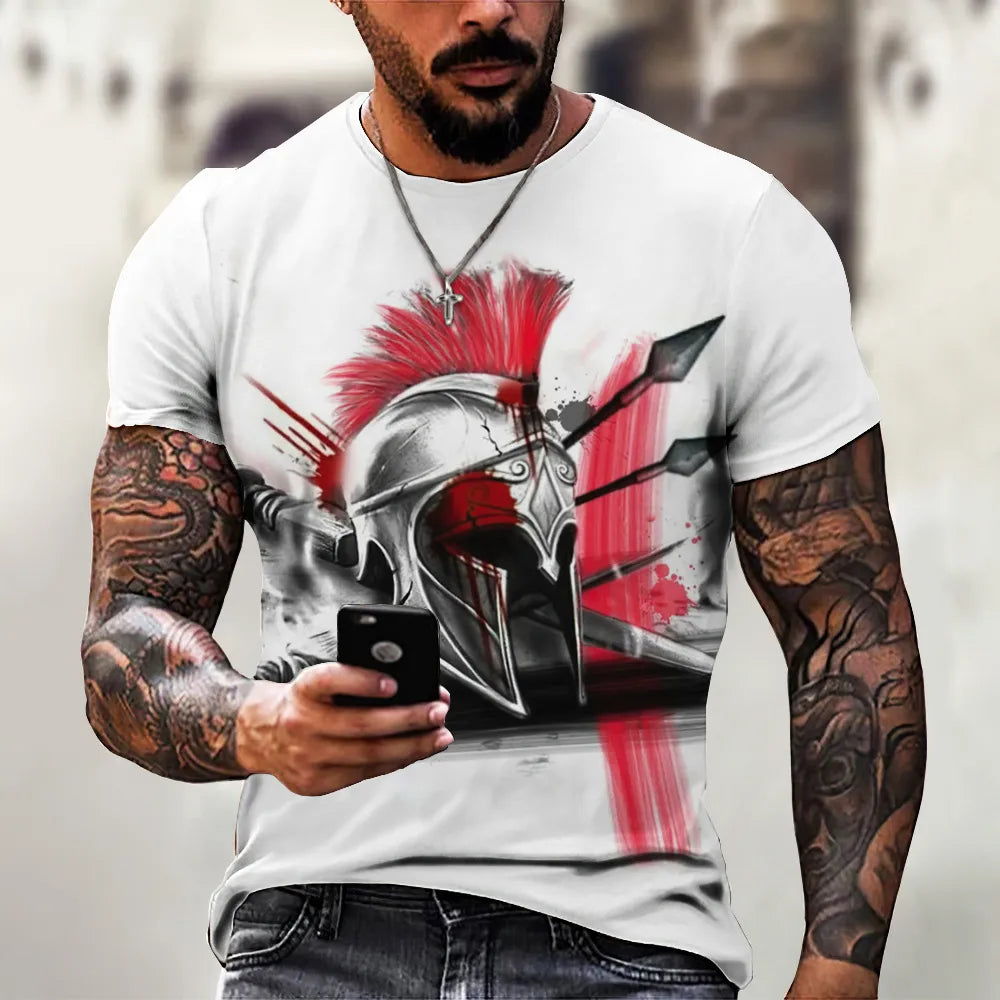 GYM Shirt Sport T-Shirt Herren Fitness Sportswear Streetwear Sparta Helm Top