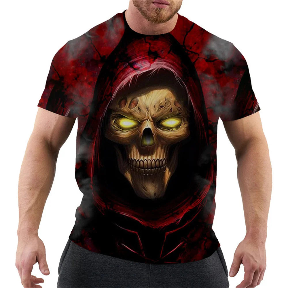 Fashion Herren Horror Skull T-Shirt Rundhals Unisex Sommer Streetwear Top Shirt