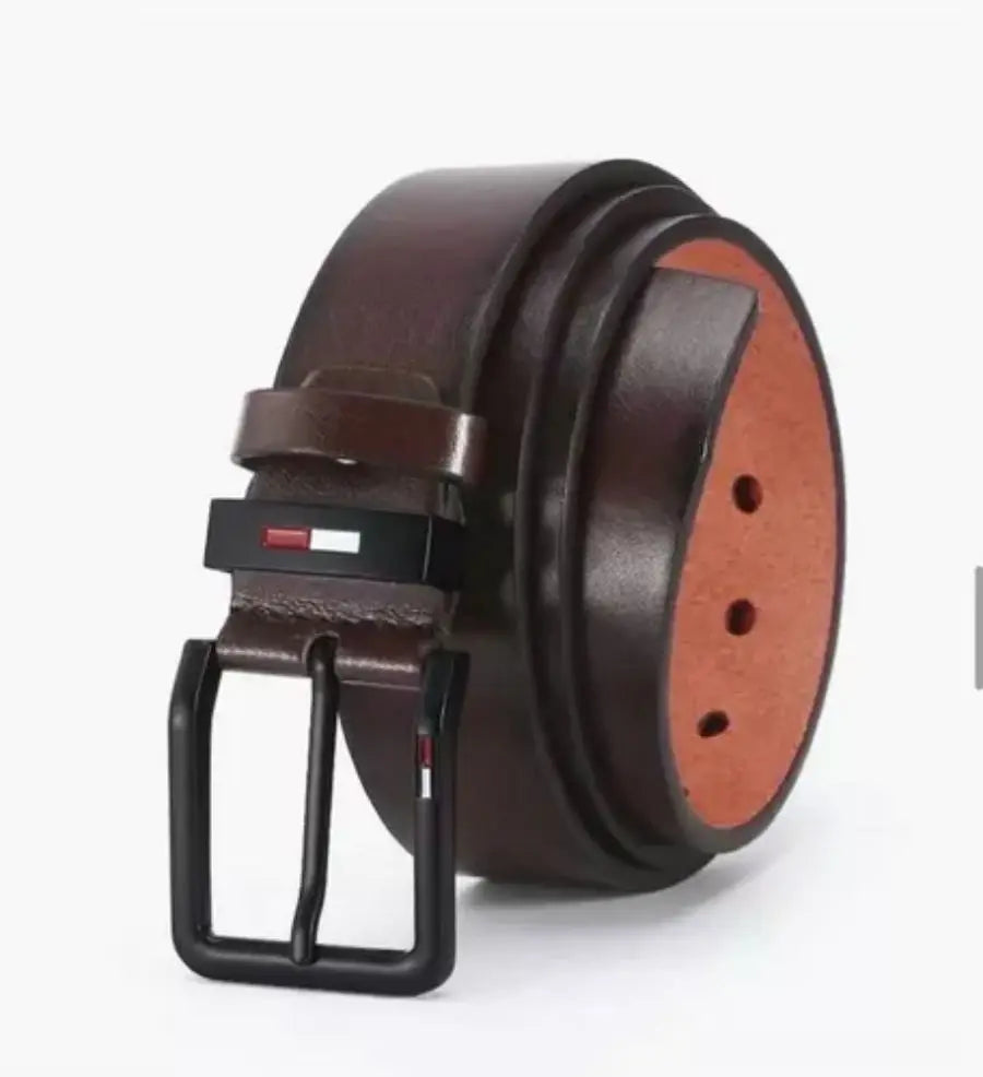 Fashion Jeansgürtel Herren Eckig Schnalle Echt Leder Gürtel Ledergürtel Schwarz