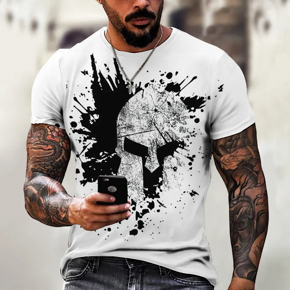GYM Shirt Sport T-Shirt Herren Fitness Sportswear Streetwear Sparta Helm Top