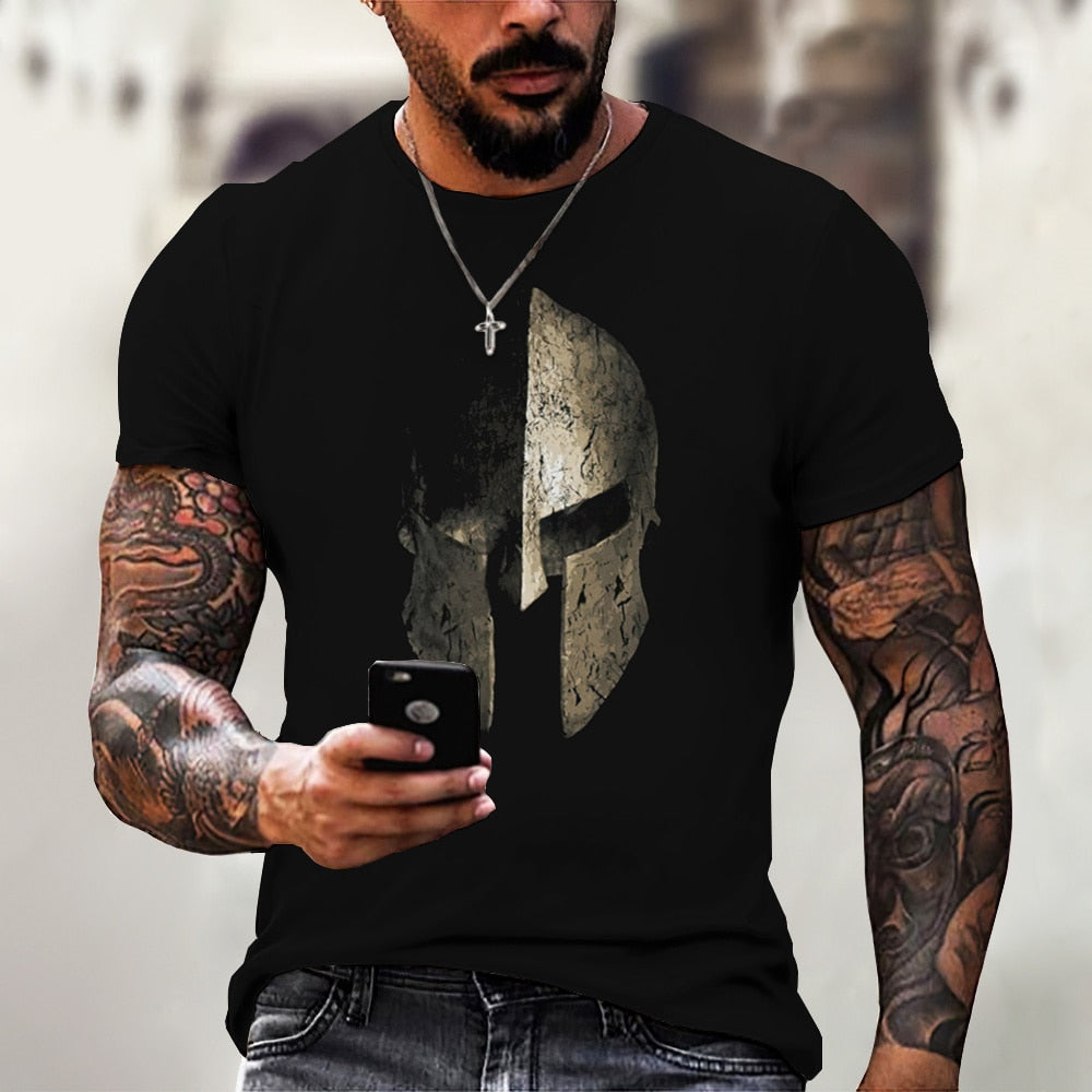GYM Shirt Sport T-Shirt Herren Fitness Sportswear Streetwear Sparta Helm Top