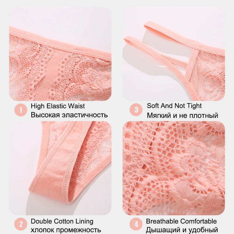 3Stk Frauen Spitze Tanga String Höschen Sexy Schlüpfer Slip Dessous Unterwäsche