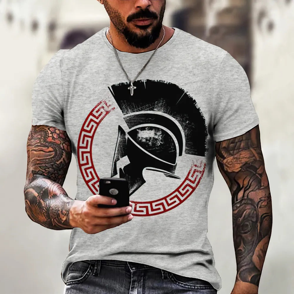 GYM Shirt Sport T-Shirt Herren Fitness Sportswear Streetwear Sparta Helm Top