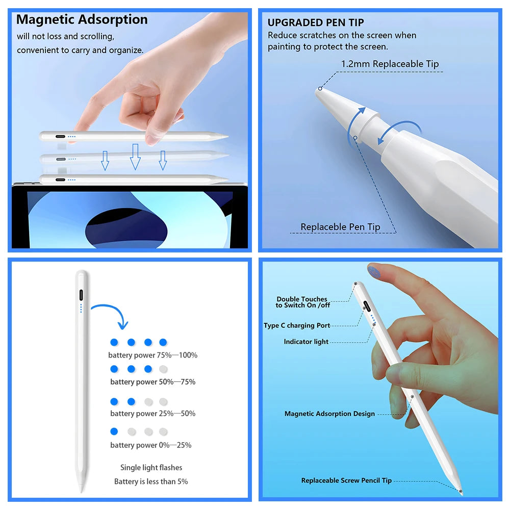 Stylus Stift für IPad Pro Air 10/9/8/6 Smartphone Tablet Apple Pencil 11/12.9