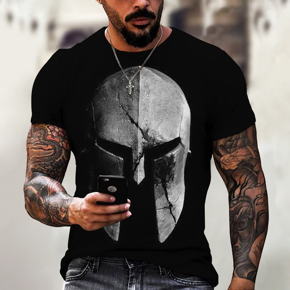 GYM Shirt Sport T-Shirt Herren Fitness Sportswear Streetwear Sparta Helm Top
