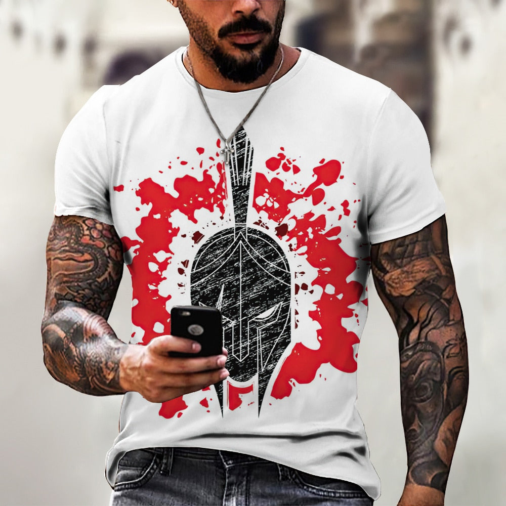 GYM Shirt Sport T-Shirt Herren Fitness Sportswear Streetwear Sparta Helm Top