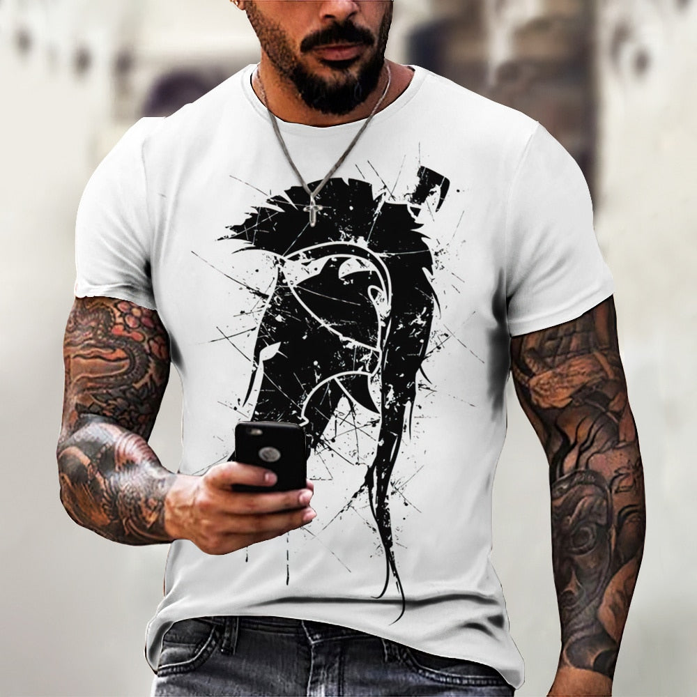GYM Shirt Sport T-Shirt Herren Fitness Sportswear Streetwear Sparta Helm Top