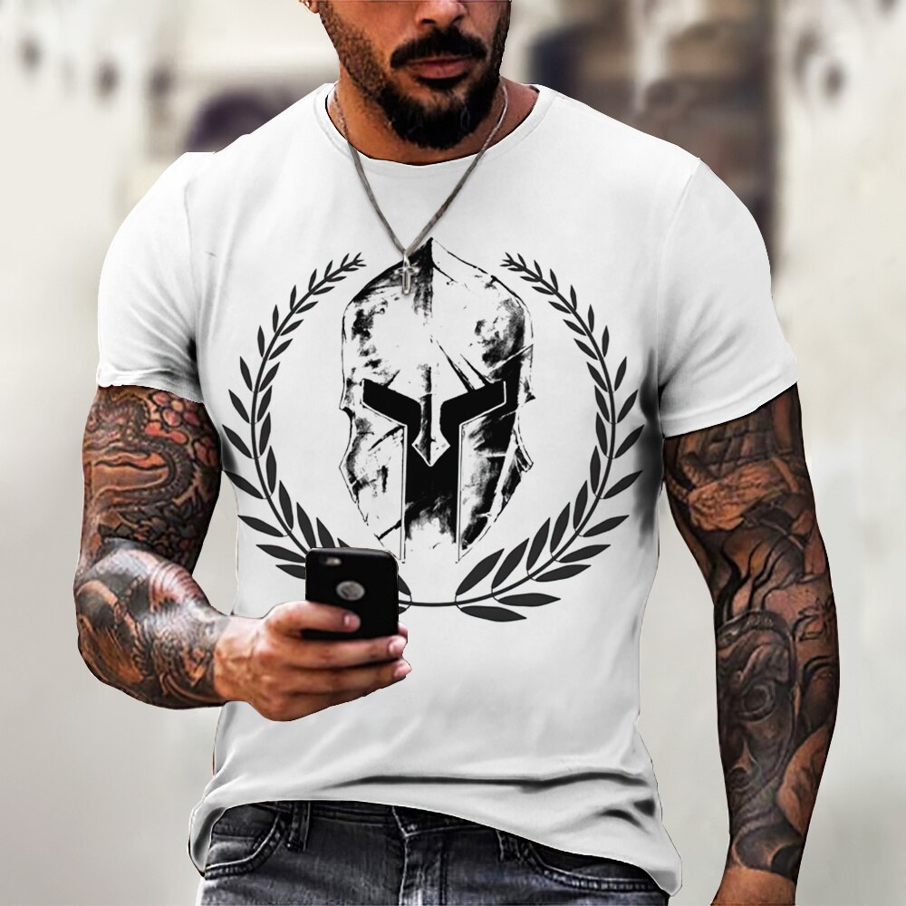 GYM Shirt Sport T-Shirt Herren Fitness Sportswear Streetwear Sparta Helm Top