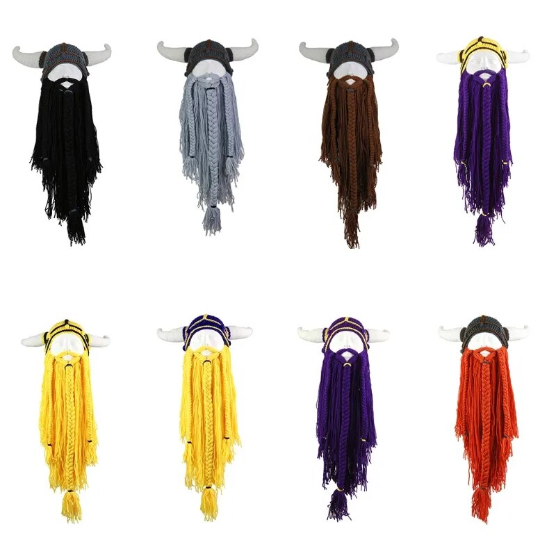 Warme Herren Damen Wintermütze Vikings Woll Mütze Strickmütze Kappe Hut Unisex