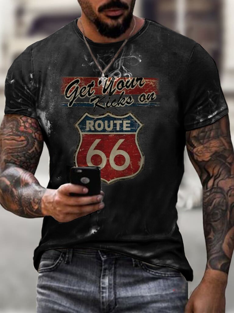 Herren Fashion Vintage Biker 3D T-Shirt Rundhals Unisex Sommer Streetwear
