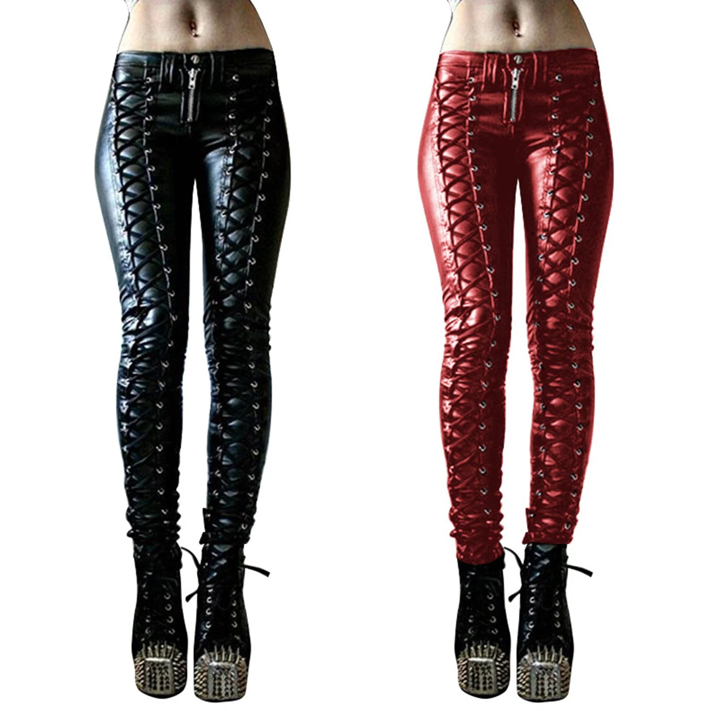 Sexy Leggins Donna Pantaloni Collant in Lattice Lucido Gothic Punk