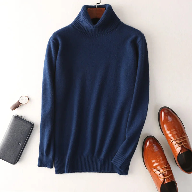 Herren Rollkragen Pullover Sweatshirt Langarm Pulli Sweater Shirt 100% Kaschmir