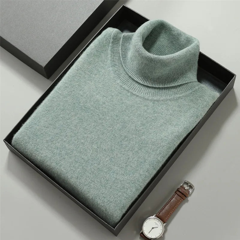 Herren Rollkragen Pullover Sweatshirt Langarm Pulli Sweater Shirt 100% Kaschmir