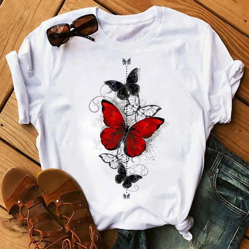 Damen Sommer Top Fahrrad T-Shirt Rundhals Streetwear lockeres Damentop Mädchen