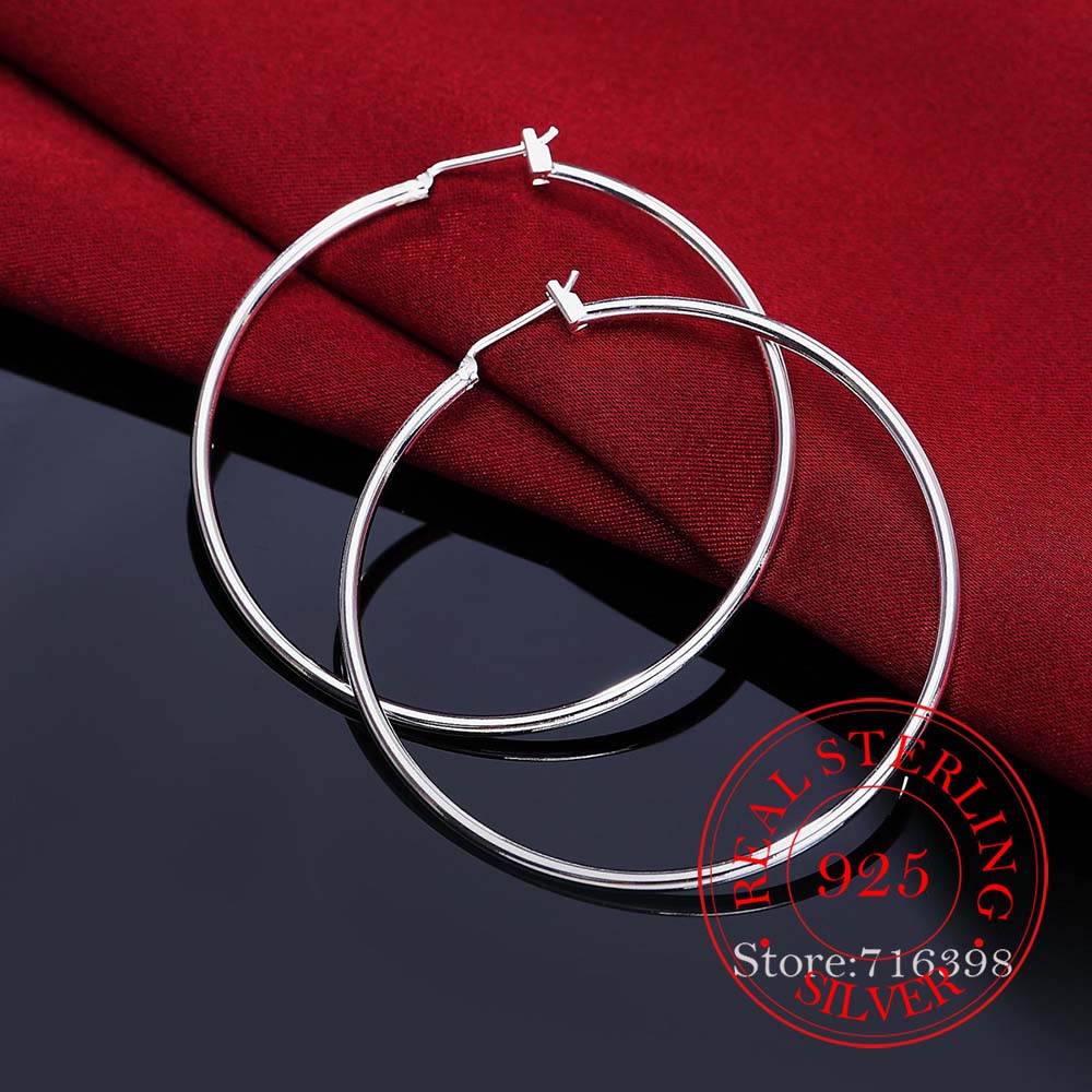 1 Paar Creolen aus 925 sterling Silber Ohrringe 50mm Ohrschmuck Ohrstecker