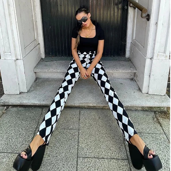 Damen Leggings Kariert Tartan Karo Muster Bootcut Hüftjeans Schlaghose Flared