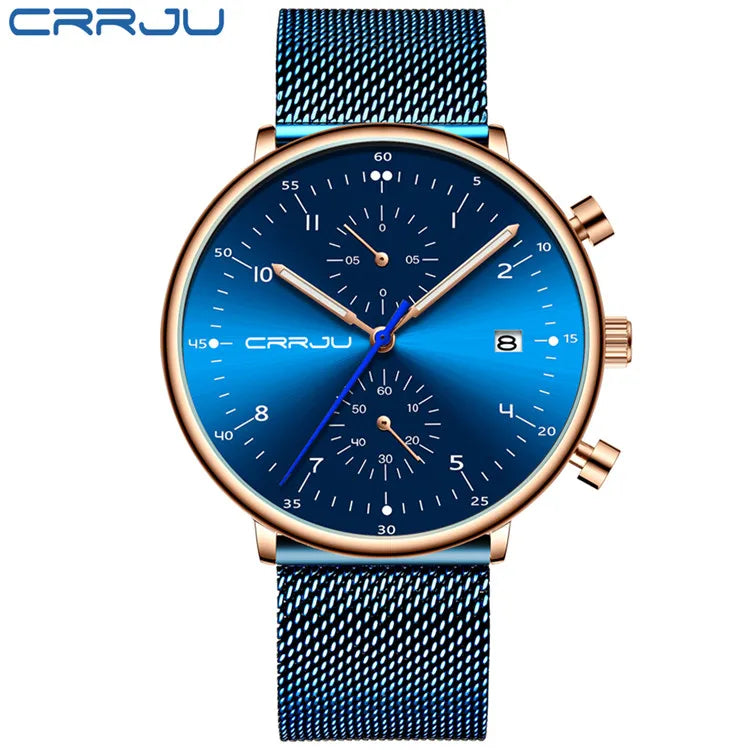 Herren Armbanduhr Silber Edelstahl Quarzuhr Chronograph Military Business Uhr
