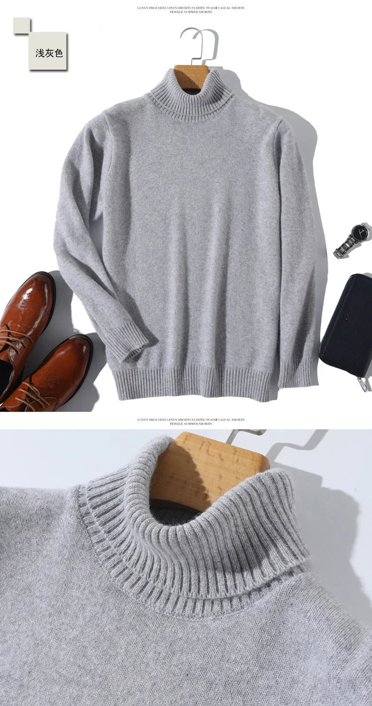 Herren Rollkragen Pullover Sweatshirt Langarm Pulli Sweater Shirt 100% Kaschmir