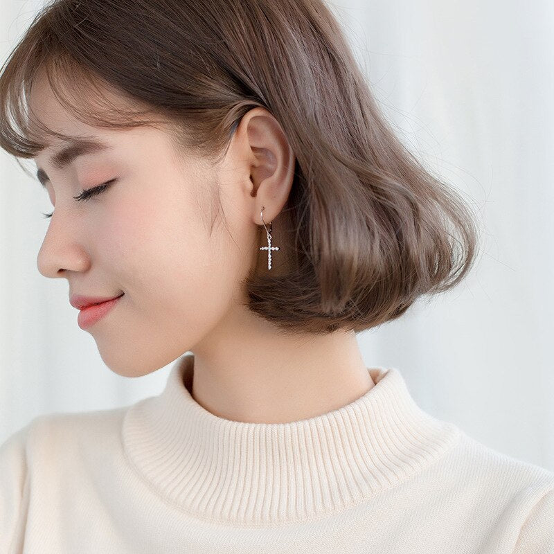 1 Paar Creolen aus 925 Sterling Silber Ohrringe Zirkonia Ohrstecker NEU