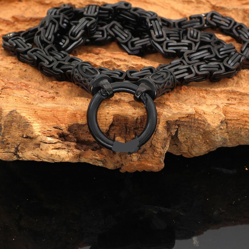 Thors Hammer Mjölnir Edelstahl Halskette Königskette schwarz schwarz Wikingerschmuck