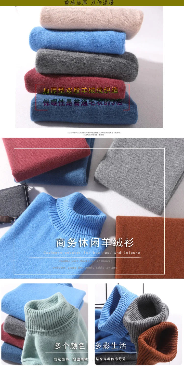 Herren Rollkragen Pullover Sweatshirt Langarm Pulli Sweater Shirt 100% Kaschmir