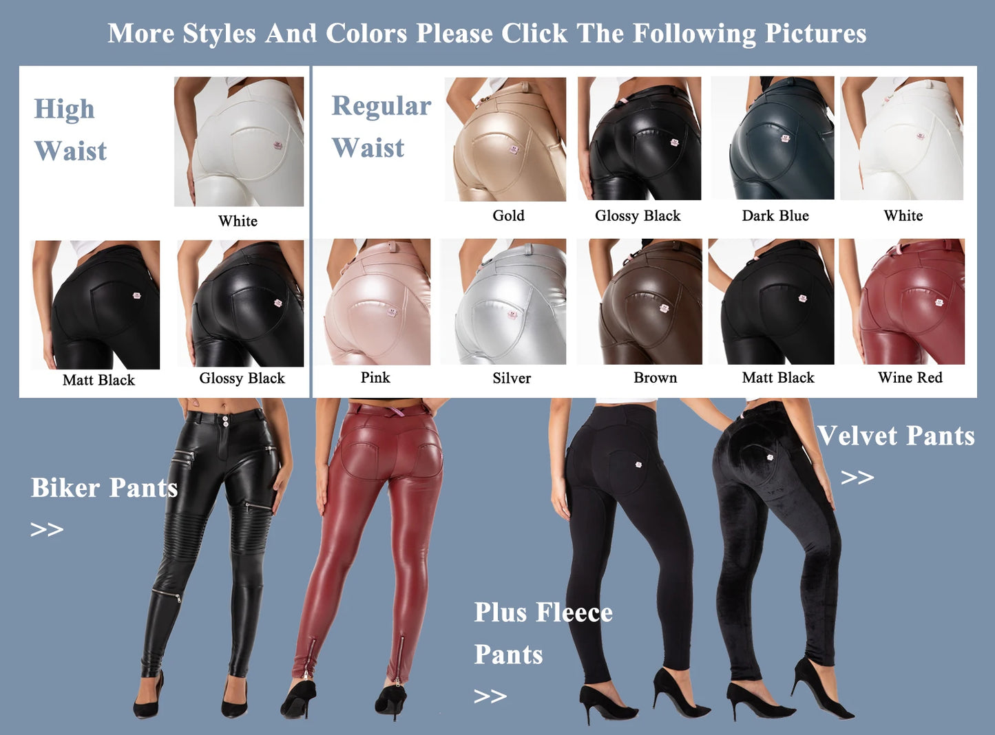 Sexy Damen Stretch Leggings Leggins Gothic Punk Hose PU Lederhose Reißverschluss