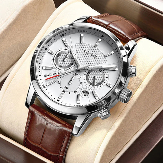 Herren Armbanduhr Digital Uhr Silber Edelstahl LED Quarzuhr Luxus Chronograph