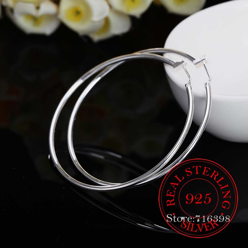 1 Paar Creolen aus 925 sterling Silber Ohrringe 50mm Ohrschmuck Ohrstecker