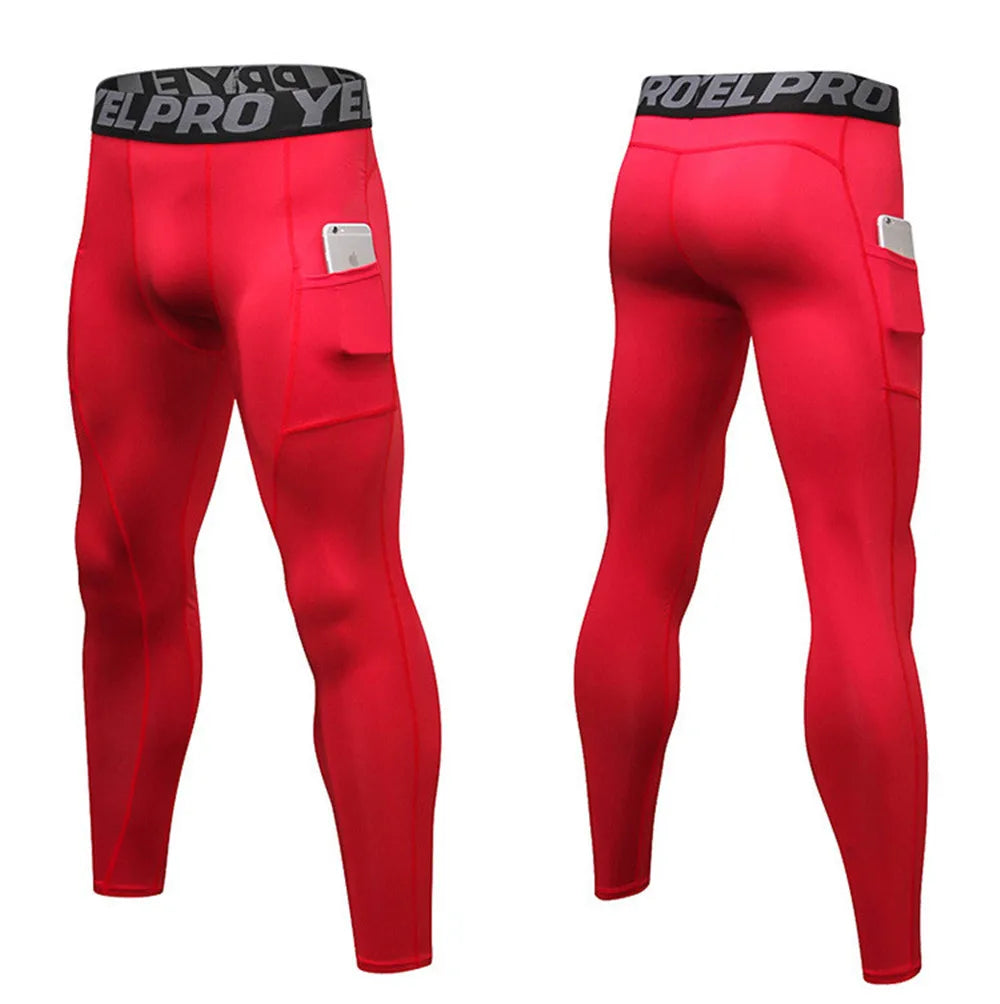 Pantaloni a Compressione da Uomo Leggings Calcio Corsa Palestra Leggins Calza