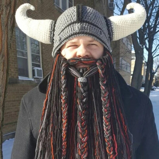 Warme Herren Damen Wintermütze Vikings Woll Mütze Strickmütze Kappe Hut Unisex