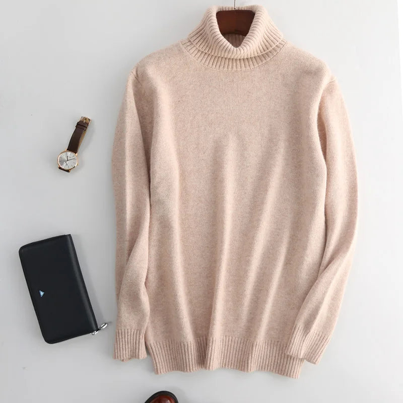 Herren Rollkragen Pullover Sweatshirt Langarm Pulli Sweater Shirt 100% Kaschmir