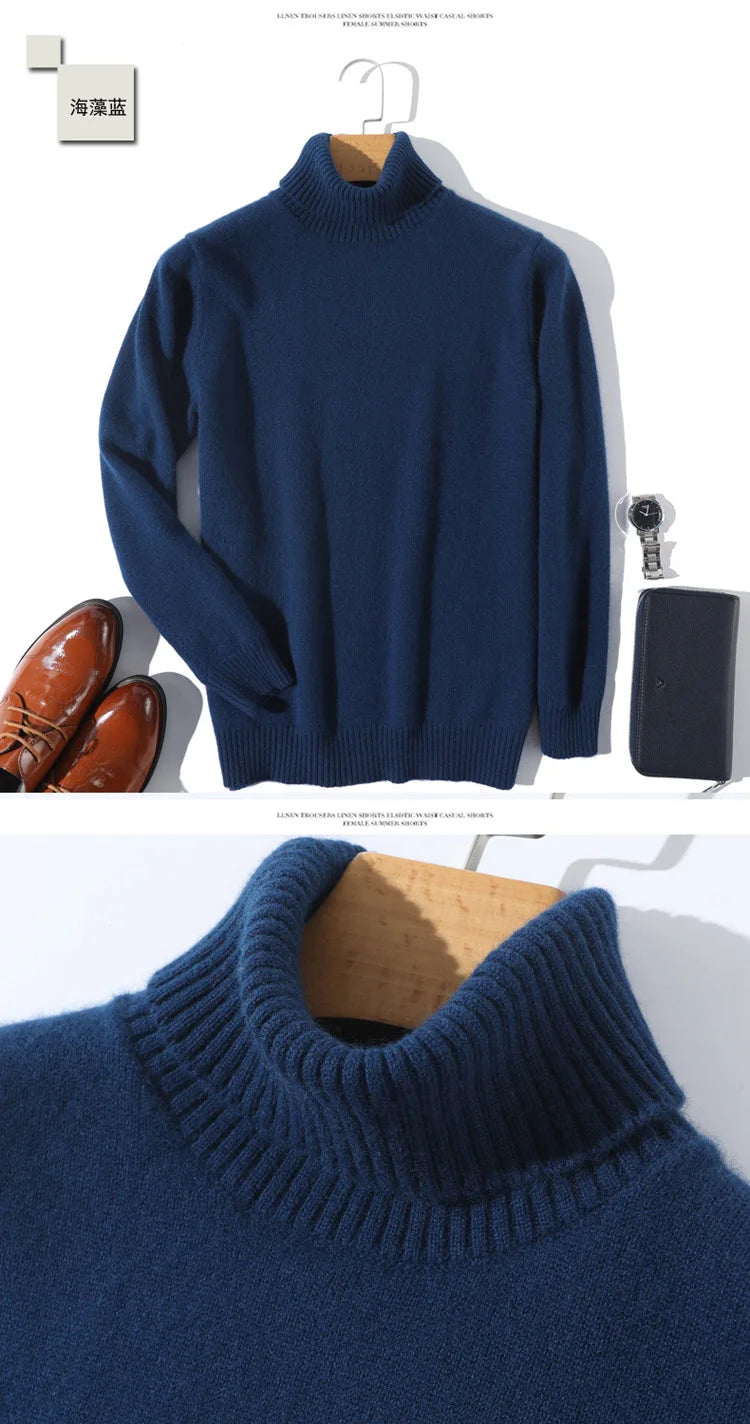 Herren Rollkragen Pullover Sweatshirt Langarm Pulli Sweater Shirt 100% Kaschmir