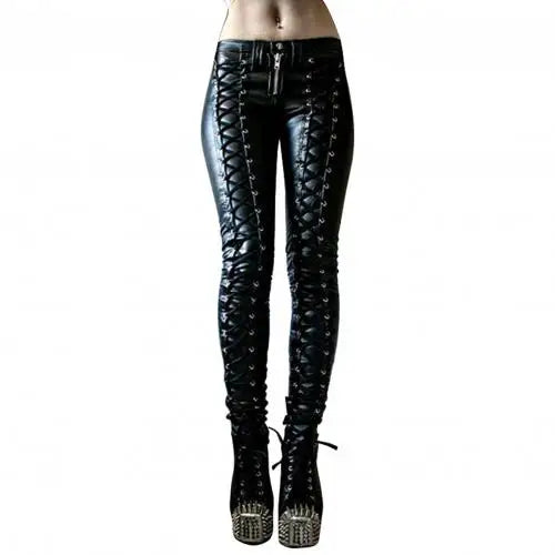 Sexy Leggins Donna Pantaloni Collant in Lattice Lucido Gothic Punk