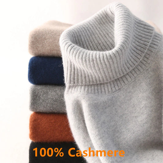 Herren Rollkragen Pullover Sweatshirt Langarm Pulli Sweater Shirt 100% Kaschmir