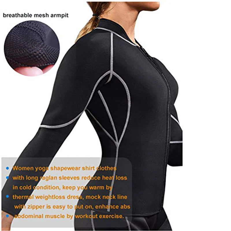 Damen Sauna Weste Abnehmen Anzug Schwitz Hose Sport Shirt Polymer Fitness Yoga